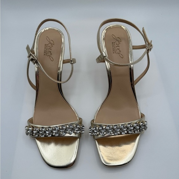 Jewel Badgley Mischka Women's Crystal Ankle Strappy Sandal Heeled NWOT - Picture 2 of 9